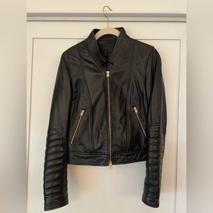 J. Crew Collection Standing Collar Leather Biker Jacket